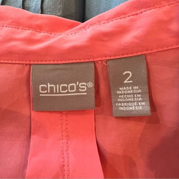 Chicos Long Sleeve Button-down Peach shirt, size 2 (L/12) - Picture 7 of 8